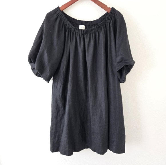 DISSH Black Linen Puffed Short Sleeve Mini Dress size 8 - Picture 8 of 16